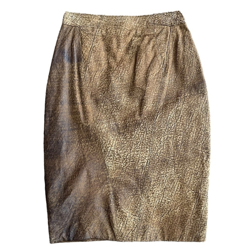 Adventure Bound Vintage Distressed Bomber Leather Pencil Skirt Women’s size 8